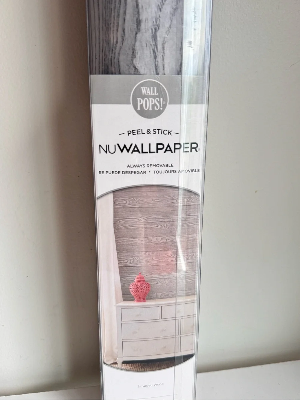 Wall Pops! Peel & Stick NuWallpaper Grey NU2240 Salvaged Wood Shiplap New